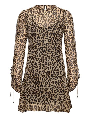 Mango | Flared-Sleeved Leopard-Print Dress | XS
