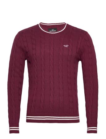 Hco. Guys Sweaters Neulepaita Pyöreä Kaula-aukko Tummanpunaiset Hollister