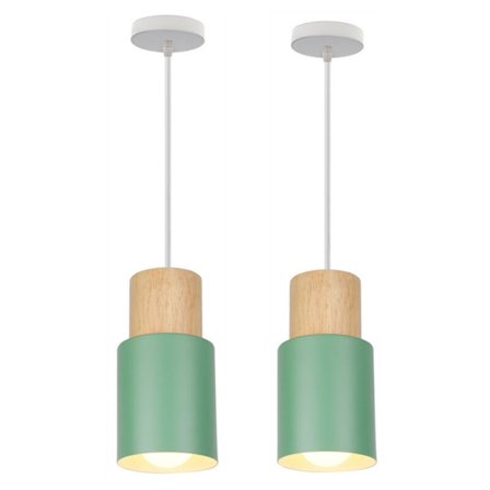 E27 Modern Pendellampa Grön Justerbar Hängande Taklampa Inomhus Krona Armatur 2 st