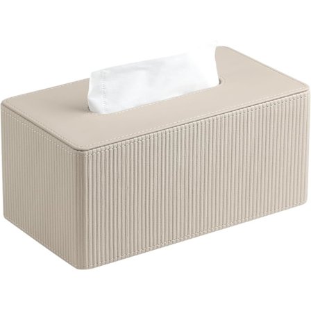 PU Lær Tissue Box Omslag Rektangel med Magnetisk Lukking (Beige), Moderne Tissue Box Holder for Bad Nattbord Stue