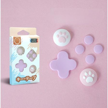 For Switch NS retningsnøkkel-klistremerke Fargerike klistremerker Cat's Paw Joy-Con-knapp-klistremerkehåndtak Pink and White