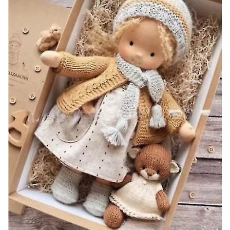 Håndlavet Waldorf-dukke, håndlavet strikket dukke håndlavet plysdukke, jule-Waldorf-dukke, julefødselsdagsgave til piger