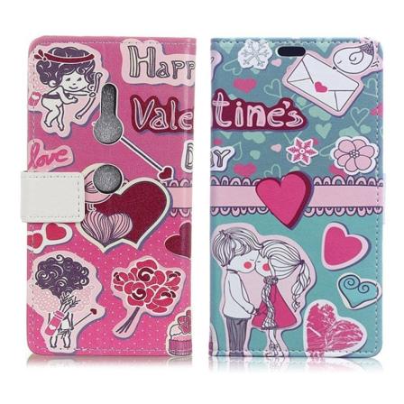 Sony Xperia XZ3 Kuviollinen Synteetti nahkainen lompakko Suojakotelo - Suuteleva Pari Multicolor