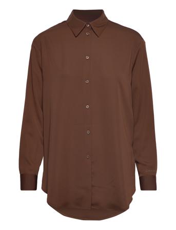 Recycled Cdc Relaxed Shirt Langærmet Skjorte Brun Calvin Klein
