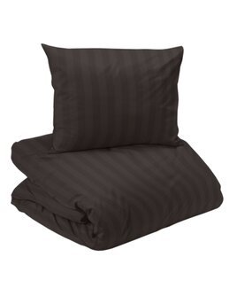 Sengetøj Satin 2-delt med vævede striber Brun