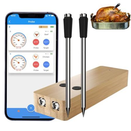 Trådlös Smart Kötttermometer för Grill, Rökare, Ugn och Rotisserie - Dubbel nål