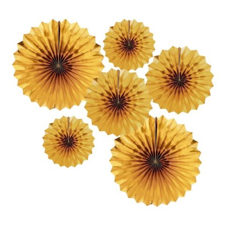 Kultaiset pyöreät paperiripustinjuhlan koristesarja, 6 kpl