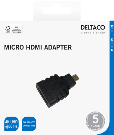 Deltaco HDMI - micro HDMI adapter, 4K UHD 30Hz, black