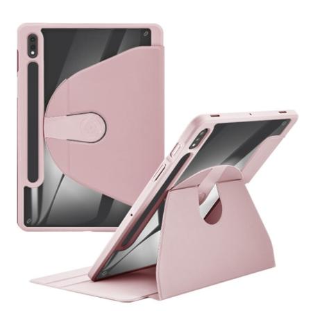 SKALO Samsung Tab S9+/S9+ FE 360 PU-læder Flip Cover - Pink Pink