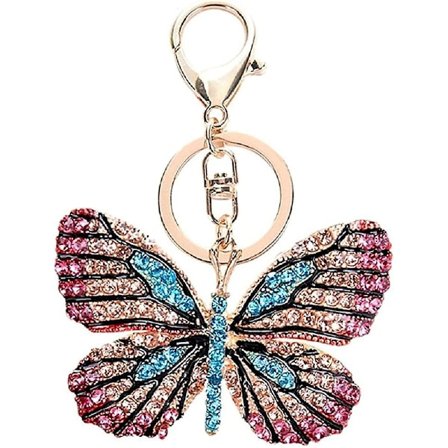 Kreativ Sommerfugl Nøglering, Glimtende Rhinesten Legering Nøglering Charm Vedhæng Gaver Til Kvinder