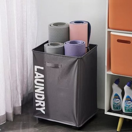 Stor tvättkorg och smutskorg med hjul och handtag, hopfällbar och praktisk för hem och tvättstuga_TF_TF