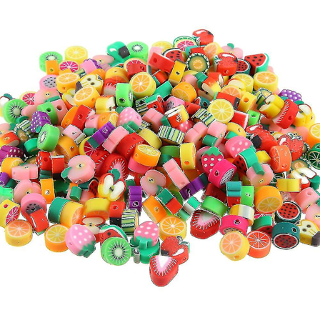 200 stk. Flerfarvede Frugtperler Bløde Lerperler Assorterede Spacer Perler Egnet til DIY Armbånd Halskæde Smykkefremstilling {XW}