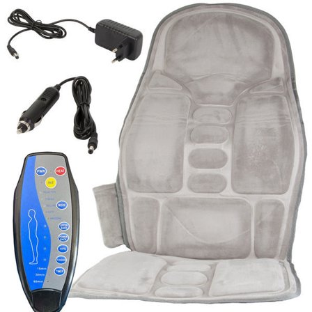 Helkropsmassagepude med varme til ryg, nakke og stol | Massagesæde til bil, su