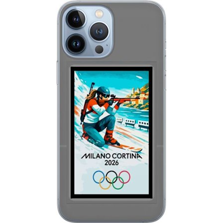 Kompatibelt Mobildeksel til Apple iPhone 13 Pro Max Retroplakat Cortina Milano 2026 med fjell, vintersportsutøvere, italienske trikolor, Milano-katedr