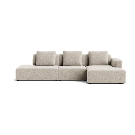 Como Højrevendt Chaiselong Sofa Open End - Genesis Grå/Beige - Håndlavet Kvalitets Sofa med Rygpuder - 308x155x83cm