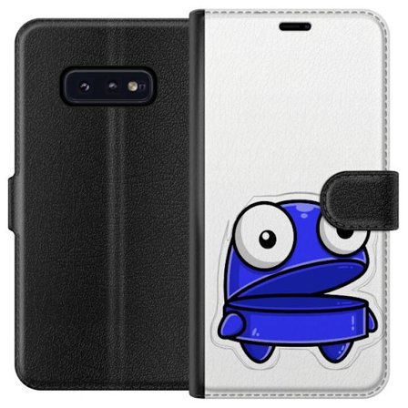 Kompatibel Tegnebogsetui til Samsung Samsung Galaxy S10e Blå tegneseriefigur med åbent udtryk og store øjne i sjov illustration