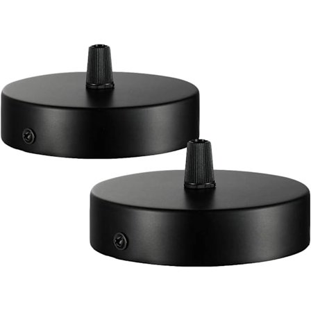 Elegant Pendel Lampe Baldakin Sett, Høy-Kvalitets Glatt Finish Smidd Jern Materiale for Klassisk Sort Rund Form Lysekrone Takplate (2 stk)