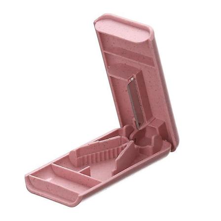 Liten pilledeler - Sikker og enkel tablettdeler for medisiner (Rosa)