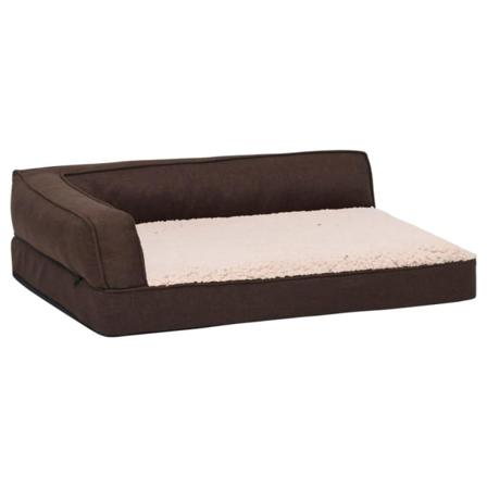 Vidaxl Ergonomisk Hundmadrass 75x53 Cm Linnelook Fleece Brun Brun