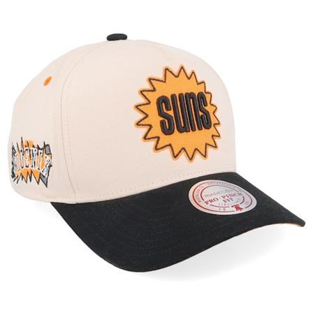 Mitchell & Ness - NBA White adjustable Caps - Phoenix Suns Overspray Pro Off White/Black A-frame Adjustable @ Hatstore