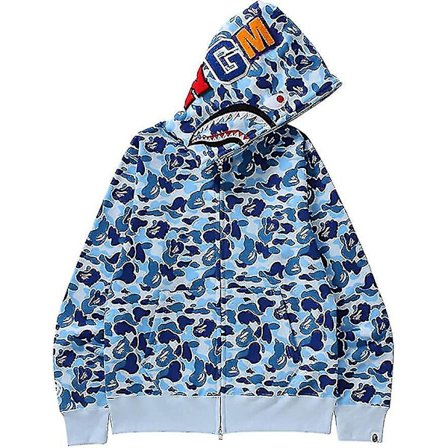Shark Ape Bape Hoodie Camo Print Polyestertröja Casual Loose Zip Hoodie Jacka För Herr Dam