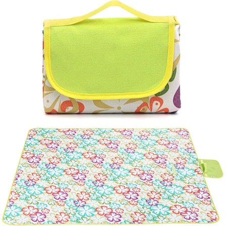 Vikbar Picknickfilt, Extra Stor (100 * 150 cm) Vattentät Baksida Bärbar Festivalmatta med Handtag, Utomhus Strandmatta för Camping/Familj