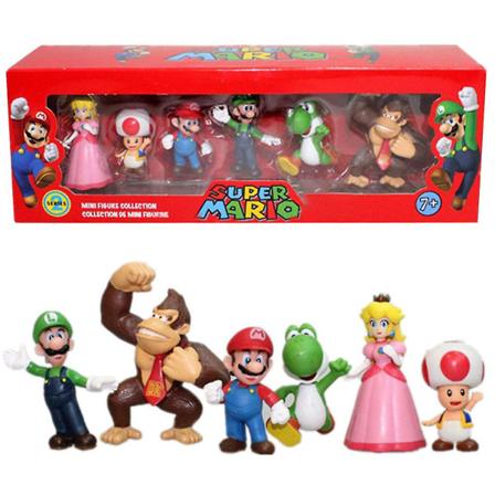 Hemdekor 6 st/set Super Mario Bros Figurer Prydnad Modell Dockor Leksaker Barn Födelsedagspresenter A