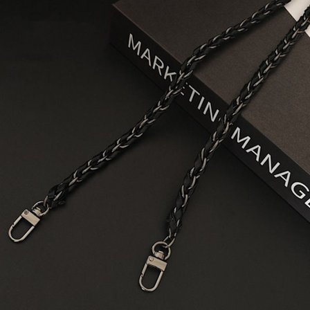 Håndveske Metallkjede Skinn Crossbody Bag-rem SVART