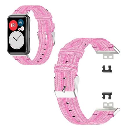 Huawei Watch Fit farkut nailon kellonauha - Pinkki Pink