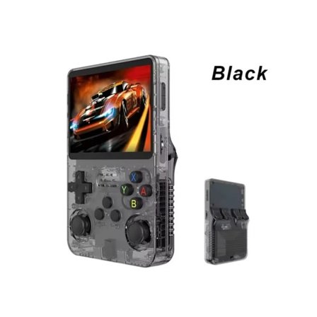 R36s Retro Handhållen Spelkonsol - Med en 3,5-tums IPS-skärm (64GB) Svart