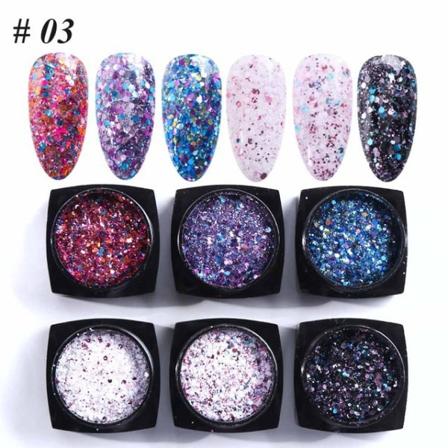 6 kpl kynsiä tarroja Värit Glitter Set Syksy ja Talvi Timantti roskat Pink Champagne Sekvenssit Kynsi Glitter Kynsi F
