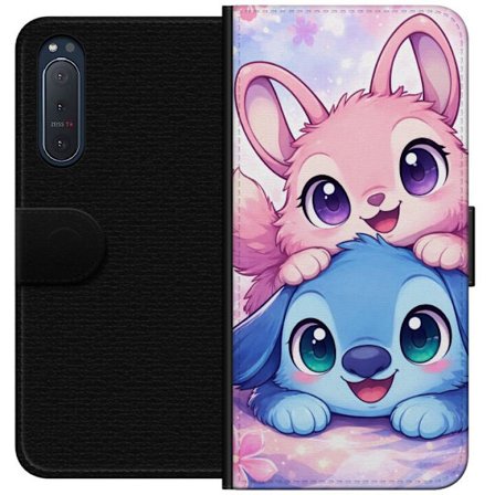 Yhteensopiva Lompakkokotelo Sony Sony Xperia 5 II Suloinen kawaii-aiheinen kuvaus vaaleanpunaisilla ja sinisillä fantasieläimillä, suurilla silmill