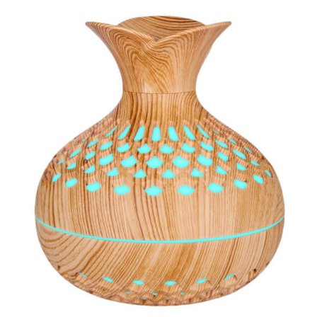 7 Färger Tyst Kylande Dimluftfuktare, 300ml Trä Aromdiffuser, Portabel USB Luftfuktare för Bil Kontor Sovrum