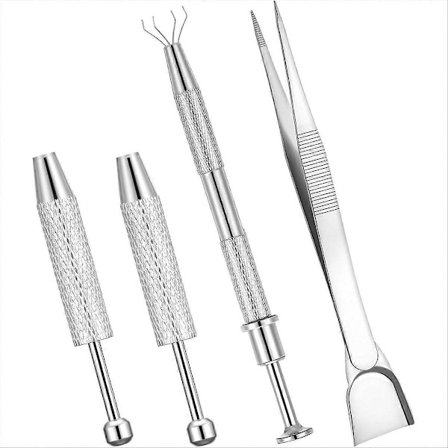 4 st Gripverktygshållare Set, Smyckesplockverktyg 4 Klo Piercing Kula Rostfritt Stål för Liten Ob