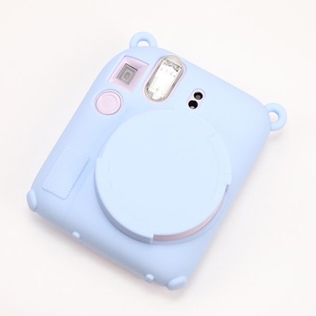 Kotelo Instant Mini 12 -kameralle, pehmeä kumisuojus irrotettavalla linssinsuojuksella, rannehihna (sininen)