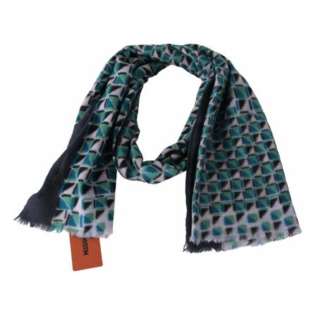 Missoni, Missoni Multicolor Patterned Cashmere Uni Neck Scarf Niebieski, unisex, Rozmiar: ONE Size