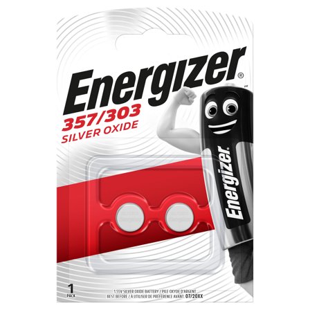Energizer Silveroxid Knappcellebatteri 357/303, 1,5 V, 2-pakk, Elfordeling & strømforsyning