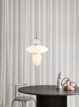 Rizzatto 43 taklampe - satin brass/opal