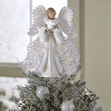 Valkoinen enkeli koristeeksi puuhun ja kodin sisustukseen, 25x25cm, yksi koko[D]