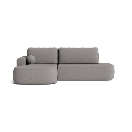 Monza chaiselong sovesofa, venstrevendt med opbevaring - Loop Grå - 286x175x90cm - Inkl. 215x140cm soveplads