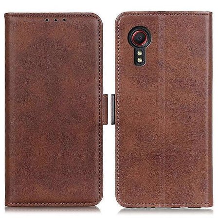 För Samsung Galaxy Xcover 7 Läderfodral Plånboksfodral Ställ Skyddande Flip Telefonfodral (Brun)