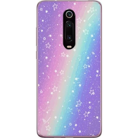 Kompatibelt Mobildeksel til Xiaomi Mi 9T Pro Rainbow-farget pastellbakgrunn med hvite stjerner og gnistrende prikker i myk overgang