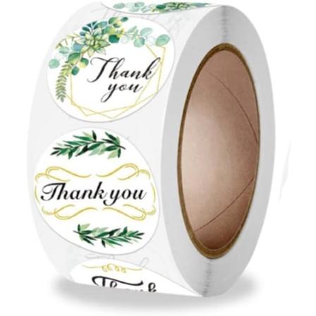 Greenery Floral Tackkortklistermärke, 500 st gröna bladklistermärken för gratulationskort, presentförpackningar, småföretag, bagerier, handgjorda 