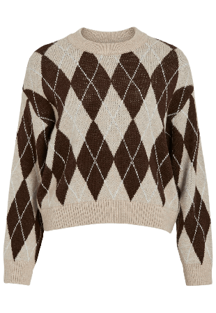 Vila VIMONY CHECK KNIT PULLOVER Stickat Dam Brun S