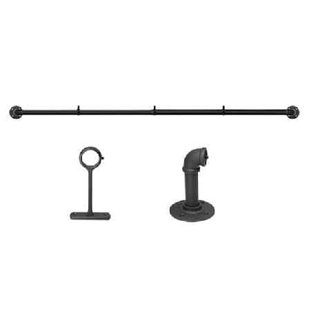 Säädettävä verhotanko ikkunaan - musta