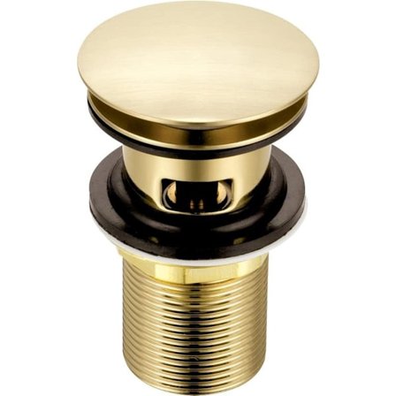 Borstad guldplugg för diskho | Svampformad mässingsavlopp för handfat med överfyllnad - Standard BSP-anslutning_yu