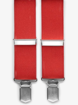 John Henric Men's Red Suspenders Plain Size 35mm