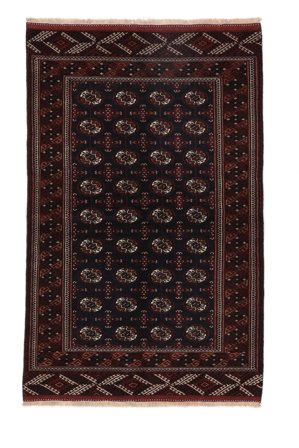 Tappeto Persiano Turkaman 140X214 Nero/Marrone (Lana, Persia/Iran)