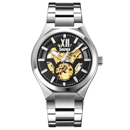 Skmei 9258 Män Automatisk Mekanisk Watch Mellan Rose Gold Shell Silver