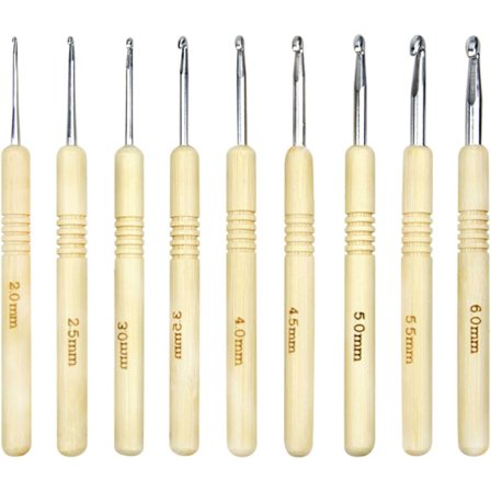 9 stycken virknålar 2-6 mm Ergonomiska virknålar D